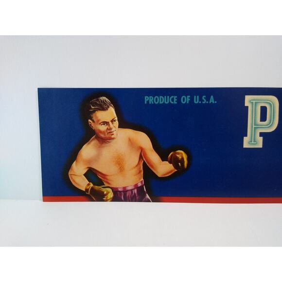 Puggy Brand Shirtless Man With Boxing Gloves Crate Label Original 1950's Boxer - Picture 3 of 4